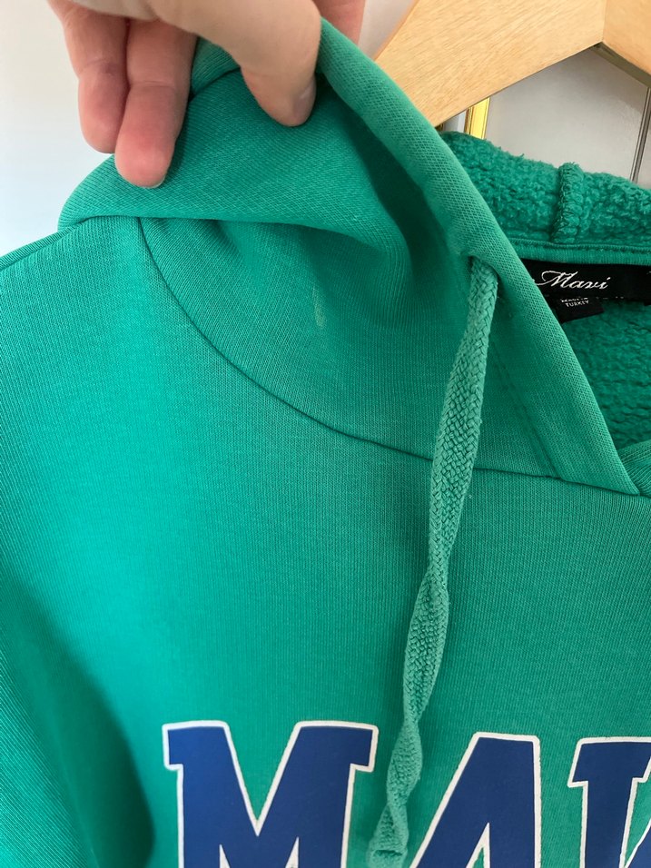 Yeşil Kapüşonlu MAVİ Sweatshirt - Görsel 3