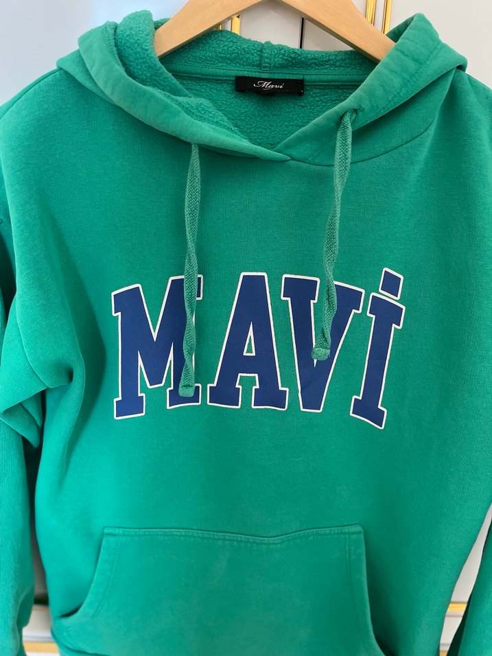 Yeşil Kapüşonlu MAVİ Sweatshirt - Görsel 2