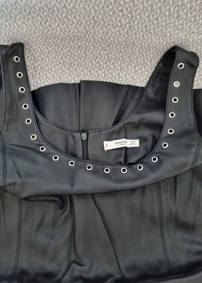 Mango suni deri elbise - Görsel 3