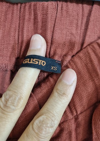 xs Beden Bordo Bol Kesim Kemerli Keten Kadın Pantolon
