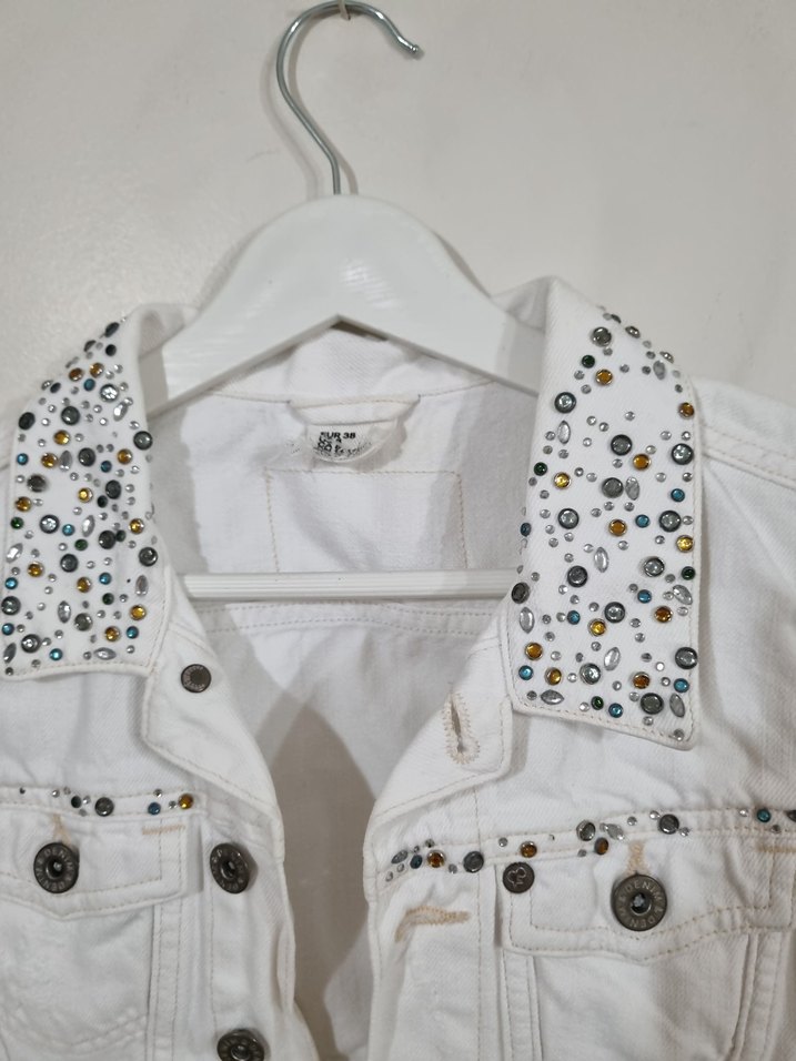 Tas detayli jean yelek - Görsel 2