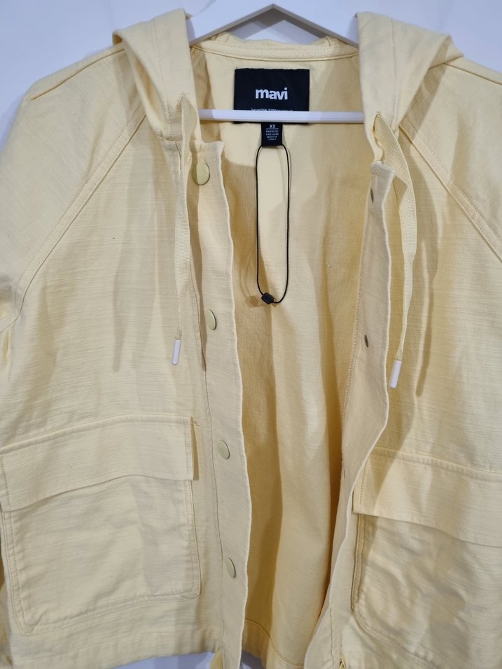 Sarı Düğmeli Midi Street Wear Kadın Ceket - Görsel 5