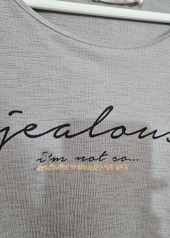 Gri Kadın Triko Uzun Kollu Tişört - Görsel 3