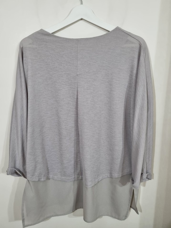 Gri Kadın Triko Uzun Kollu Tişört - Görsel 4