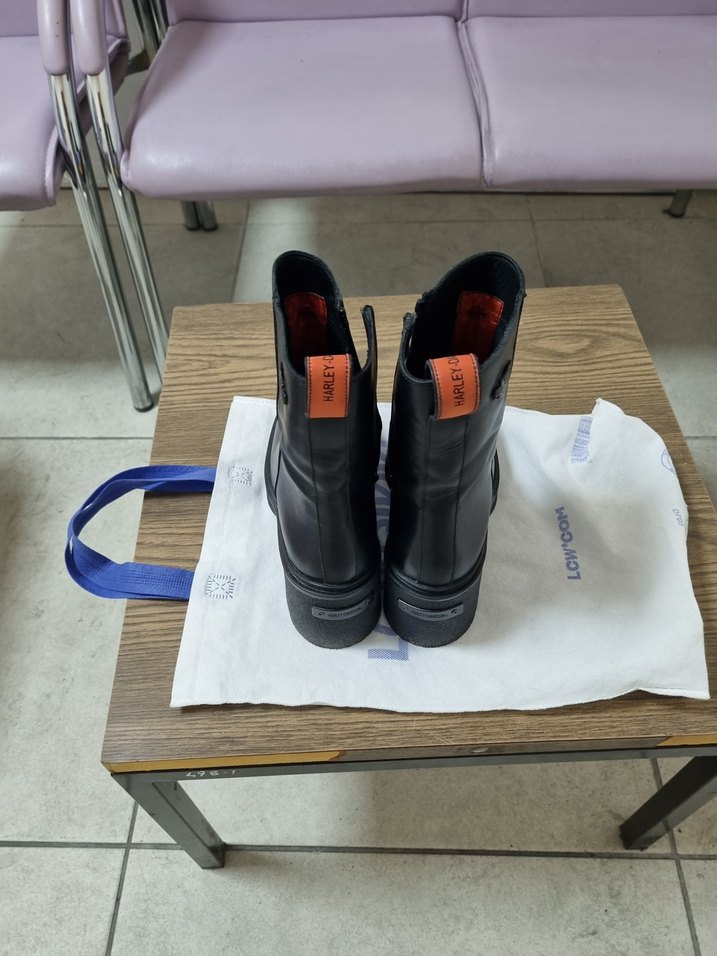 Harley Davidson Barbara Siyah Deri Kadın Bot - Görsel 5