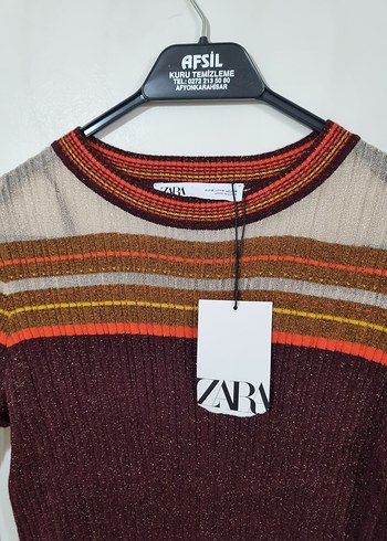 Bordo Nakışlı Uzun Kollu Triko Elbise - Görsel 2