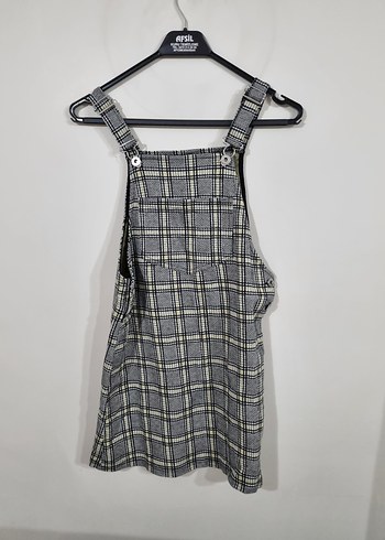 Gri Kareli salopet elbise - Görsel 2