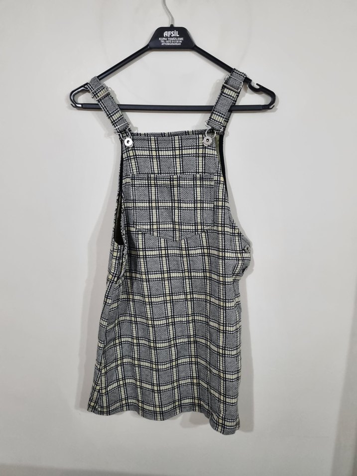 Gri Kareli salopet elbise - Görsel 2