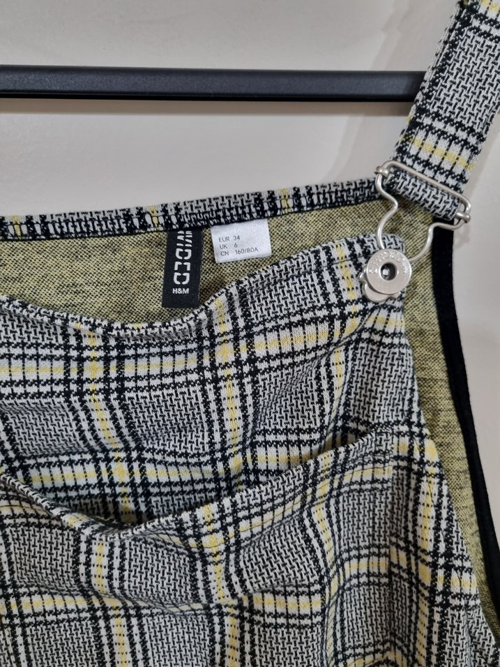 Gri Kareli salopet elbise - Görsel 4