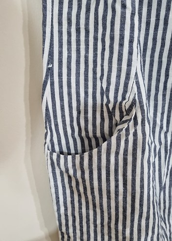 Kayık Yaka Fırfırlı Çizgili Mini Elbise - Görsel 4