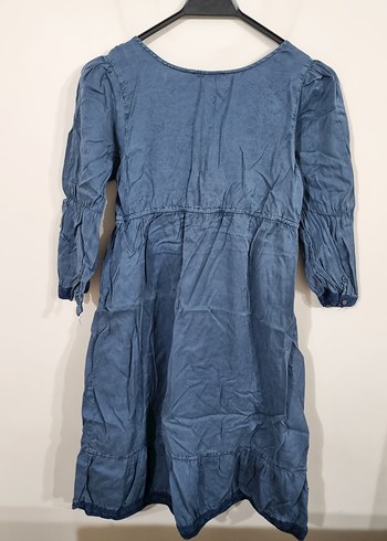 Kadın Lacivert Bohem Midi Kot Elbise - Görsel 3