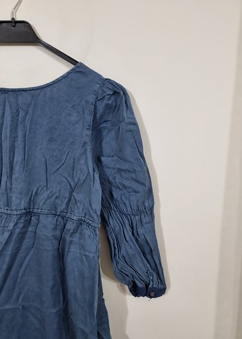 Kadın Lacivert Bohem Midi Kot Elbise - Görsel 4