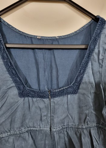 Kadın Lacivert Bohem Midi Kot Elbise - Görsel 2