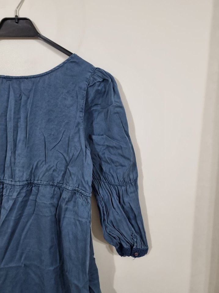 Kadın Lacivert Bohem Midi Kot Elbise - Görsel 4