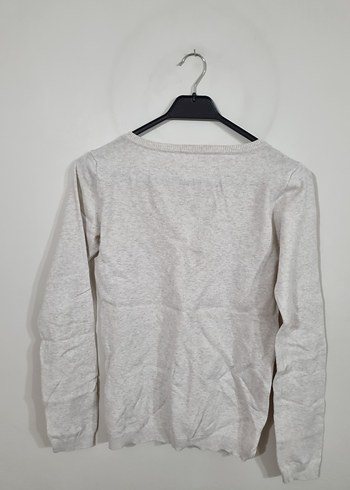 Bej V Yaka Uzun Kollu Kadın Triko - Görsel 2