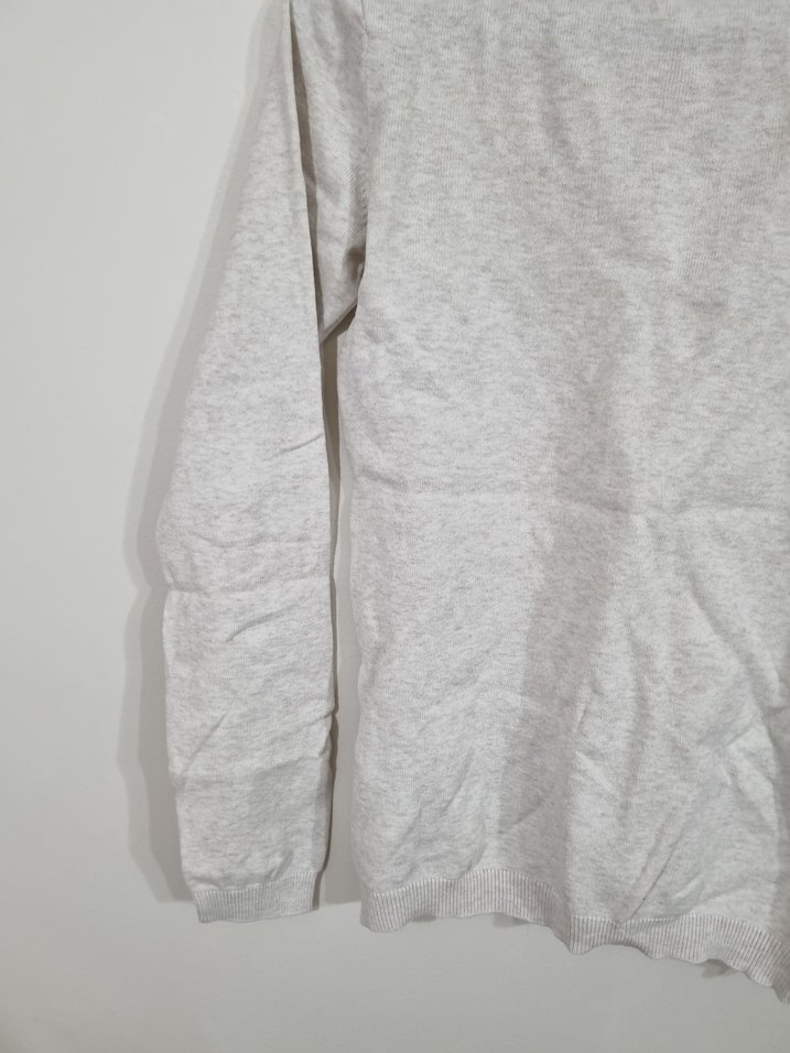 Bej V Yaka Uzun Kollu Kadın Triko - Görsel 4