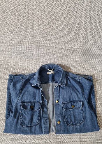 Düğmeli Mavi Kadın Denim Ceket