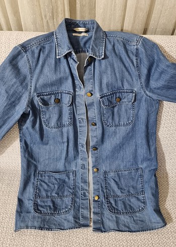 36 Beden Düğmeli Mavi Kadın Denim Ceket