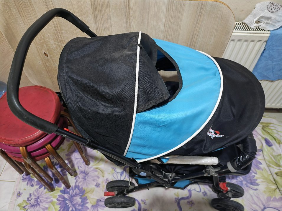 Koyu Mavi Bebek Arabası - Görsel 3