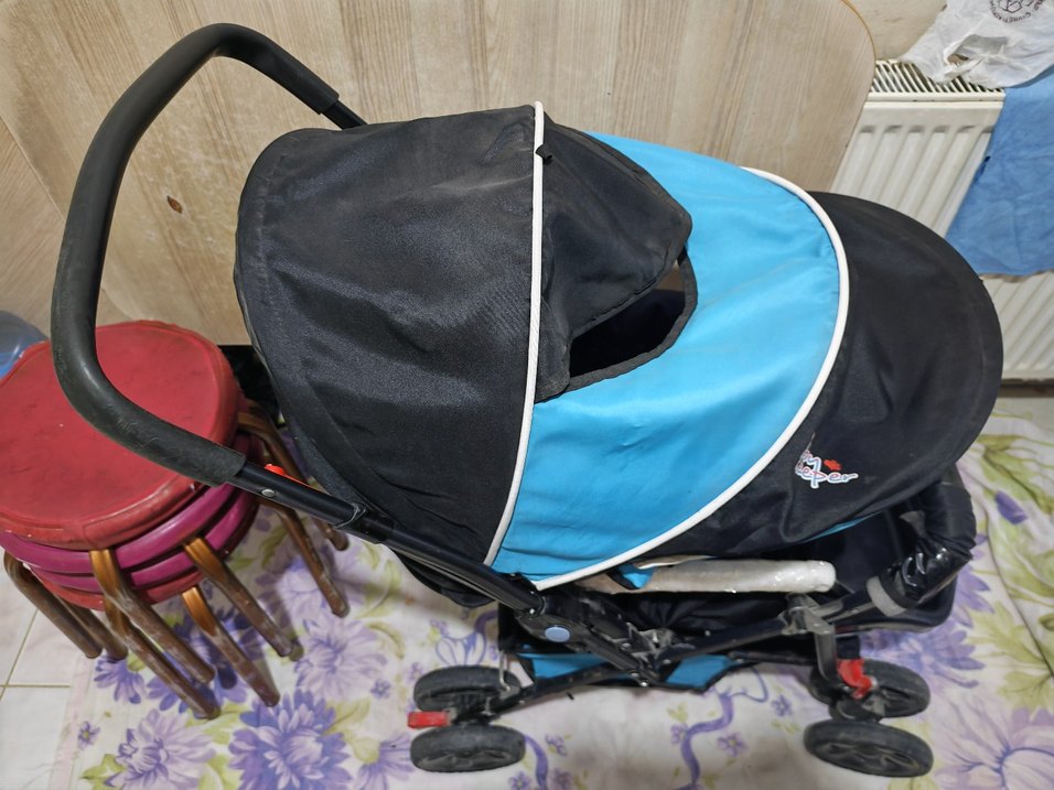 Koyu Mavi Bebek Arabası - Görsel 2