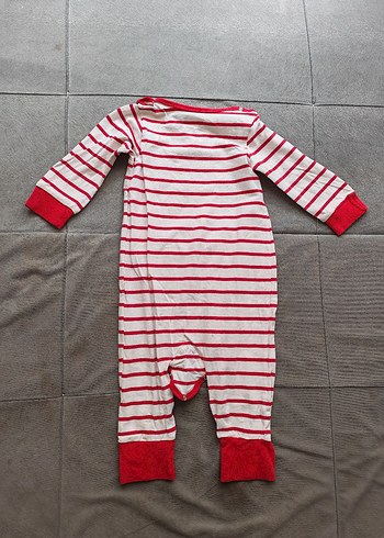 Uzun Kollu Çizgili Kırmızı Bebek Tulum - Görsel 2
