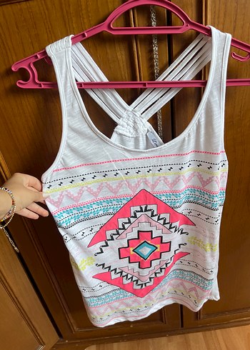 Bohem Çok Renkli İnce Askılı Mini Tank Top