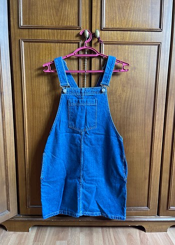 Kadın Mavi Denim Askılı Midi Salopet