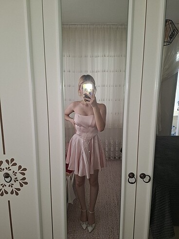 xs Beden Pembe mevzuniyet elbisesi