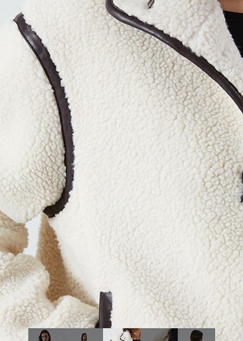 Kürk Detaylı Bej Midi Kadın mont - Görsel 3