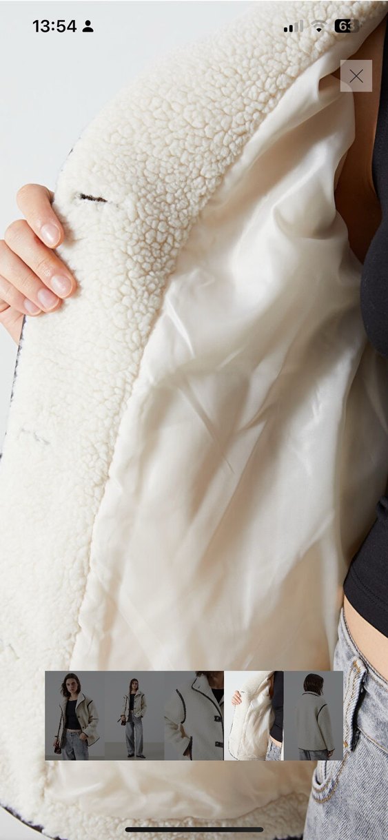 Kürk Detaylı Bej Midi Kadın mont - Görsel 4