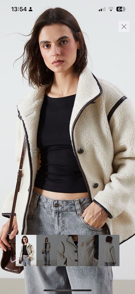 Kürk Detaylı Bej Midi Kadın mont - Görsel 2