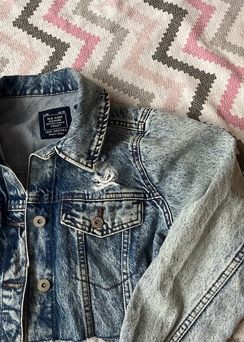 Gri Tie-Dye Düğmeli Denim Ceket - Görsel 3