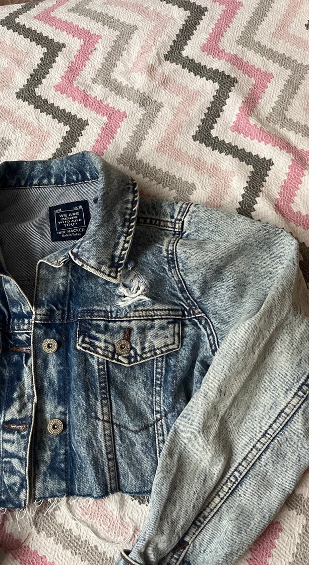 Gri Tie-Dye Düğmeli Denim Ceket - Görsel 3