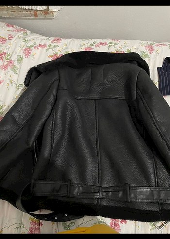 Zara Siyah Kürklü Biker Deri Ceket - Görsel 2