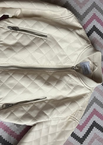 Beyaz Deri Kadın Ceket - Görsel 2