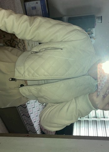 Beyaz Deri Kadın Ceket - Görsel 6