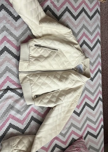 Beyaz Deri Kadın Ceket - Görsel 3