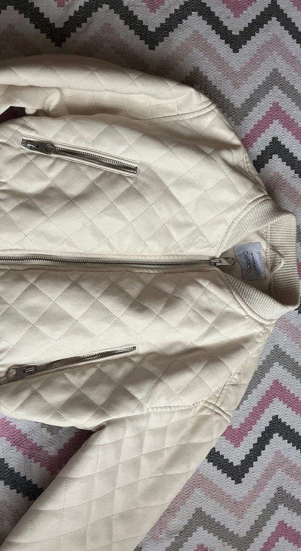 Beyaz Deri Kadın Ceket - Görsel 2