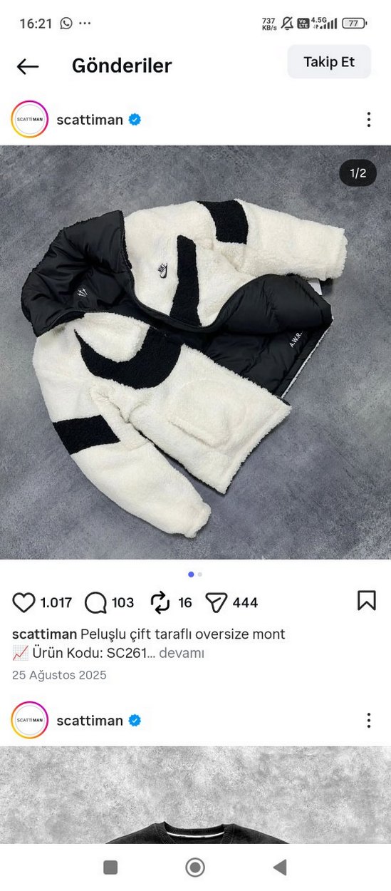 erkek Siyah Kapitone Kemerli Kış Ceketi - Görsel 2