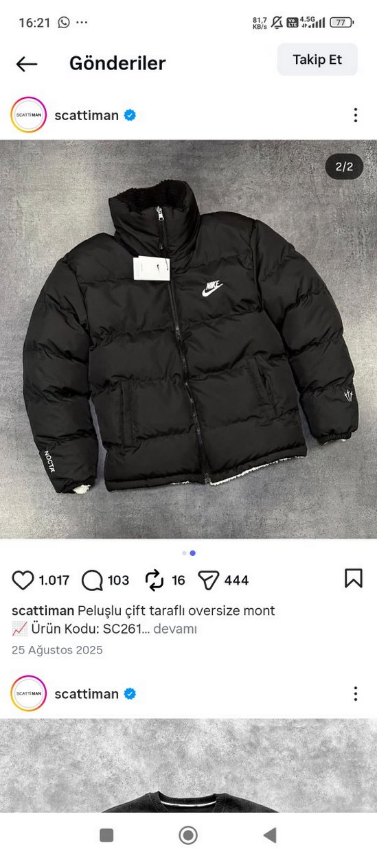 erkek Siyah Kapitone Kemerli Kış Ceketi - Görsel 3