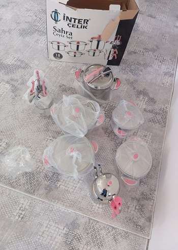 Pembe 18 Parça İnter Çelik Tencere Seti - Görsel 2