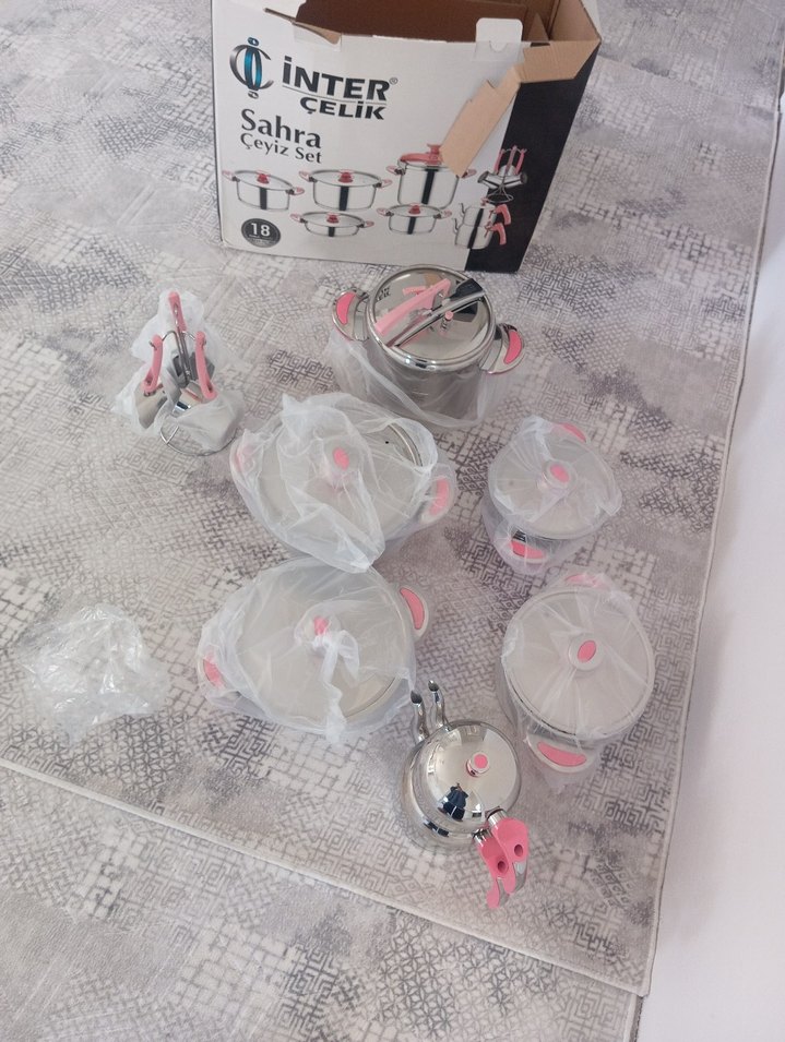 Pembe 18 Parça İnter Çelik Tencere Seti - Görsel 2