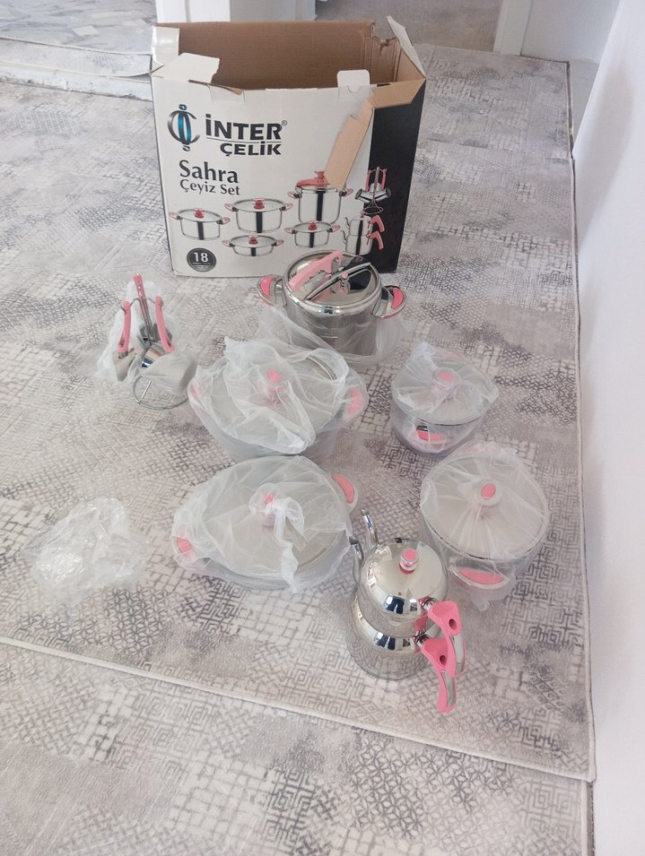 Pembe 18 Parça İnter Çelik Tencere Seti - Görsel 3