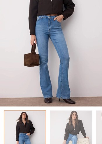 Kadın Mavi Yüksel Bel Jeans - Görsel 4