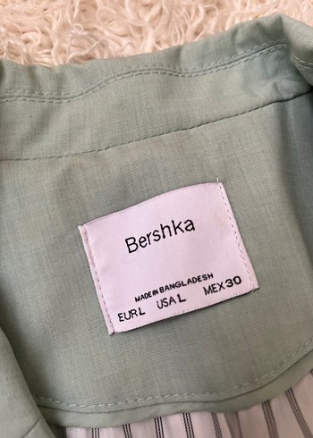 Su yeşili Keten Midi Kadın Ceket - Görsel 3