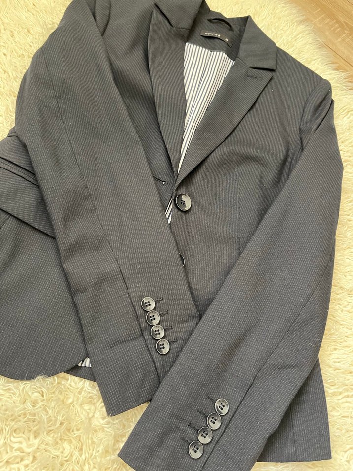 Lacivert Kadın Ceket, Düğmeli, Normal Boy - Görsel 2