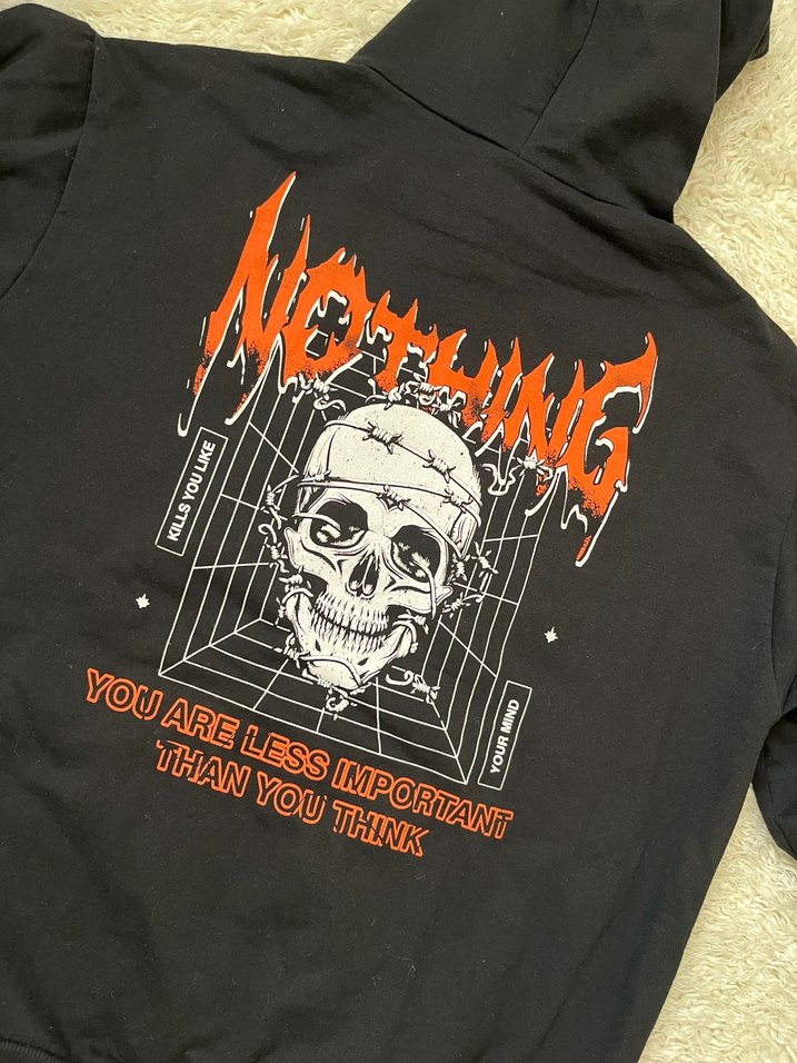 Siyah Kapüşonlu Oversize Sweatshirt - Görsel 4