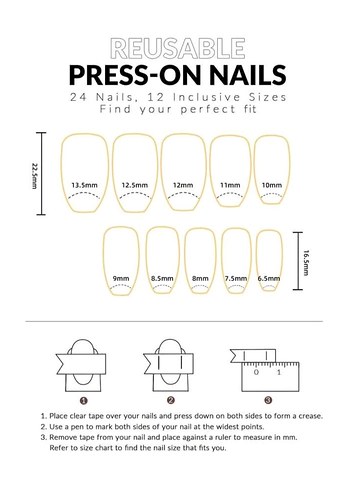 Siyah Uçlu Şeffaf Takma Tırnak 24'lü - Görsel 4