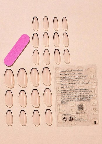 Siyah Uçlu Şeffaf Takma Tırnak 24'lü - Görsel 2