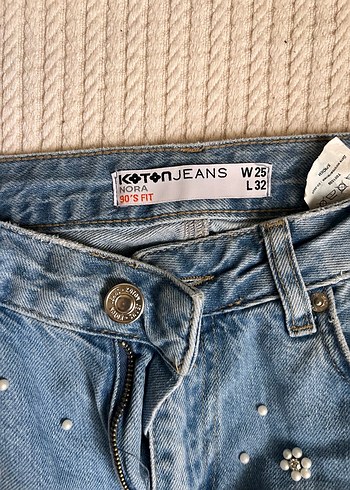 Koton boncuklu Düğmeli Kadın Kot Pantolon - Görsel 2